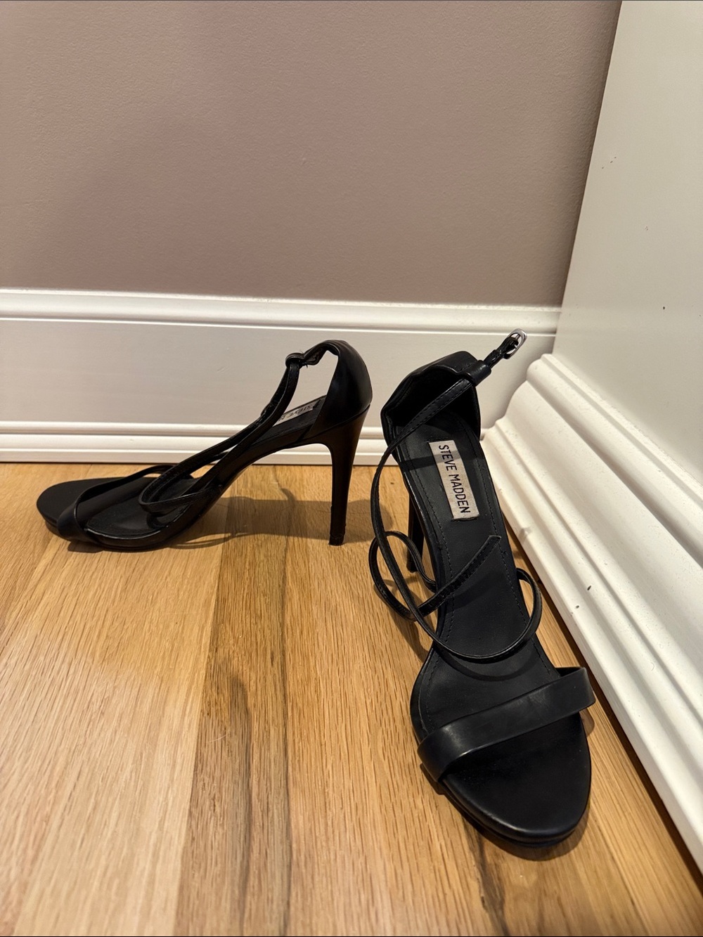 Steve Madden Black Strappy Stiletto Sandals